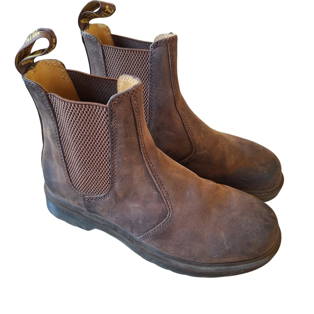 Dr Martens 2976 Brown Crazy Horse Leather Chelsea Boot Pull On Mens 7